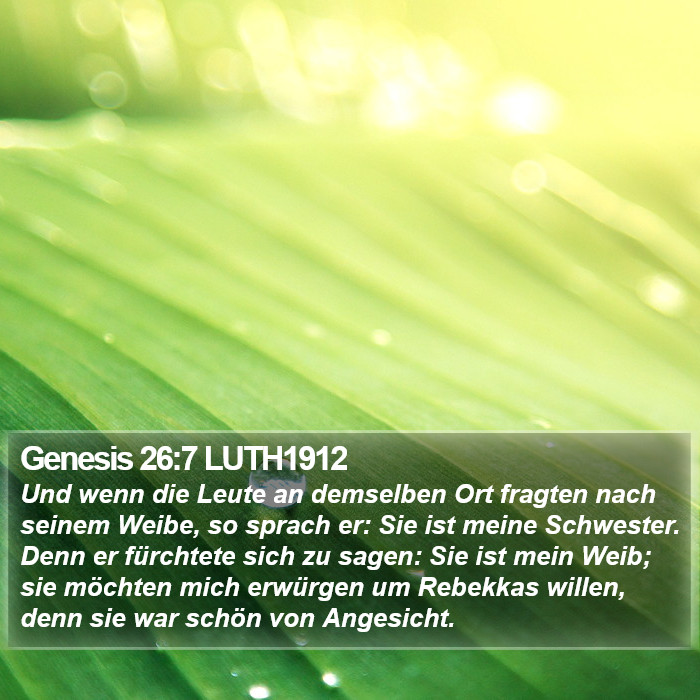 Genesis 26:7 LUTH1912 Bible Study