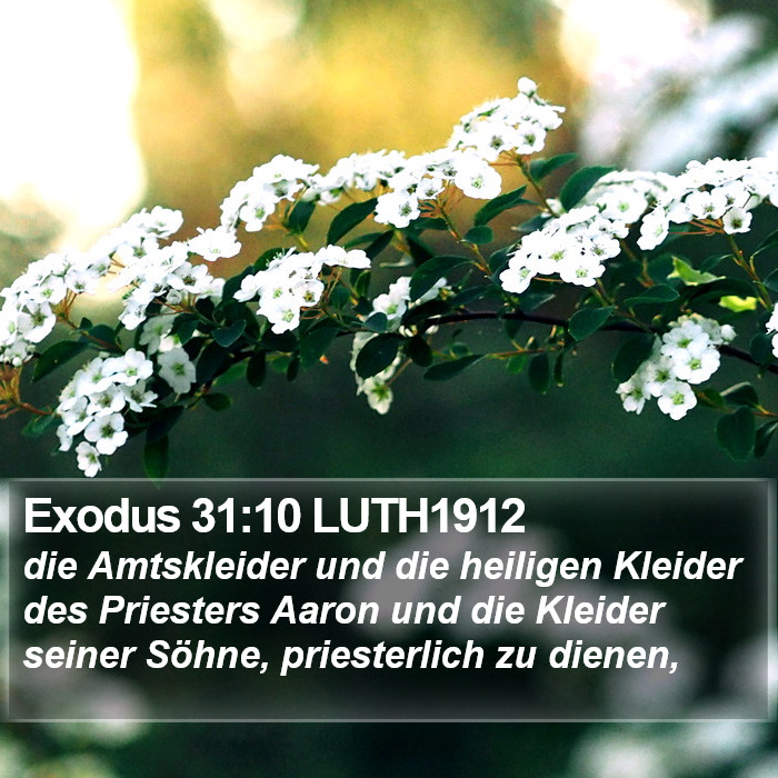 Exodus 31:10 LUTH1912 Bible Study