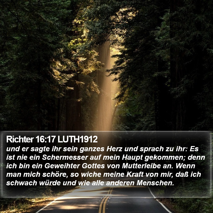 Richter 16:17 LUTH1912 Bible Study