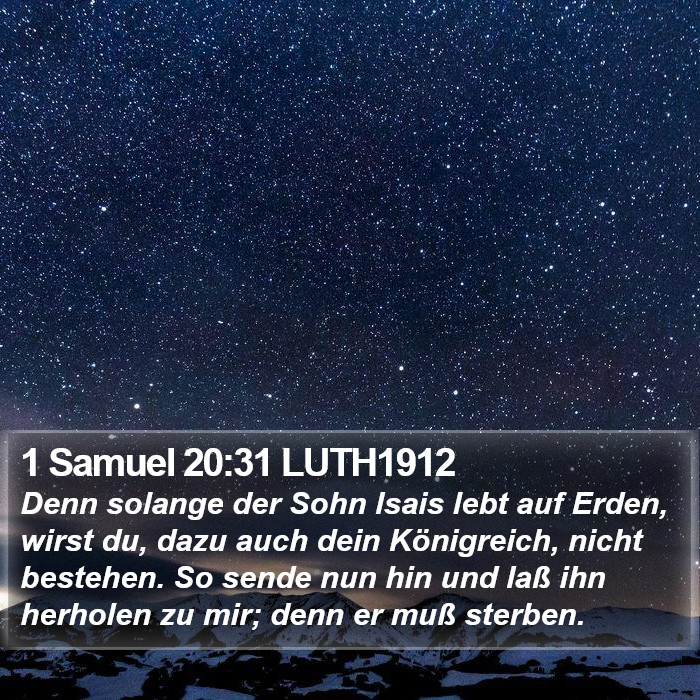 1 Samuel 20:31 LUTH1912 Bible Study