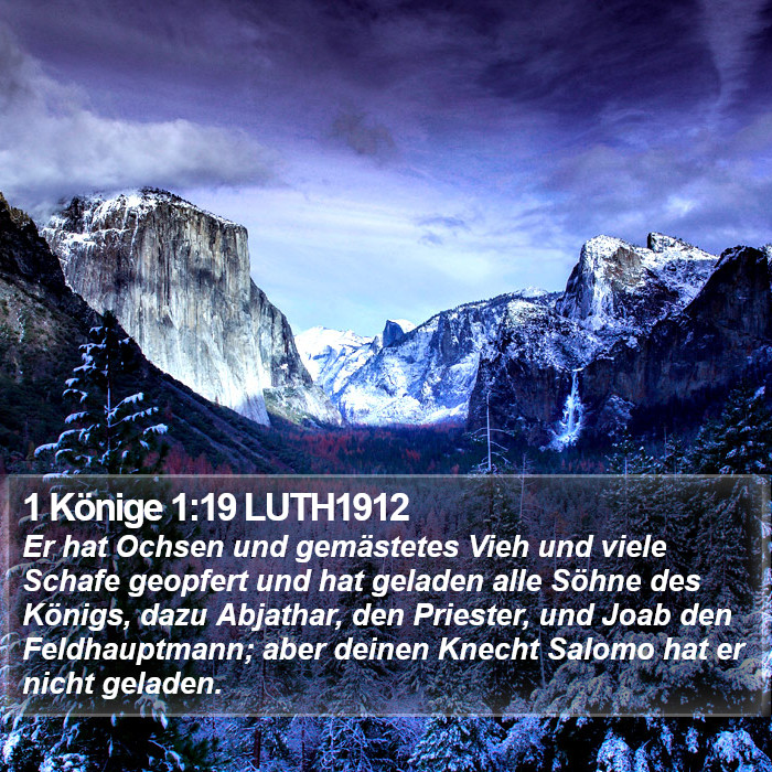 1 Könige 1:19 LUTH1912 Bible Study