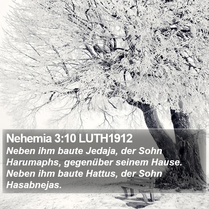 Nehemia 3:10 LUTH1912 Bible Study