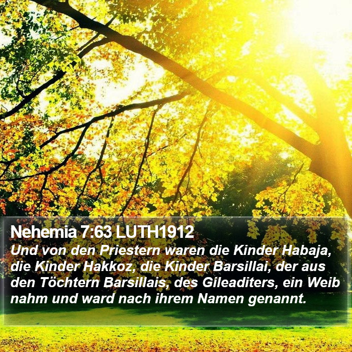 Nehemia 7:63 LUTH1912 Bible Study