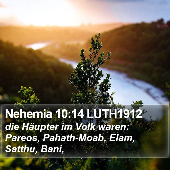 Nehemia 10:14 LUTH1912 Bible Study