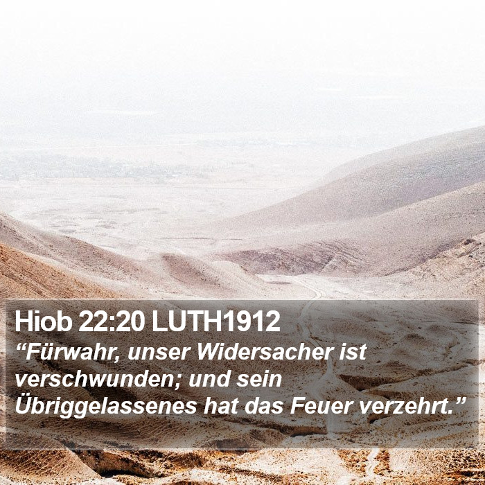 Hiob 22:20 LUTH1912 Bible Study