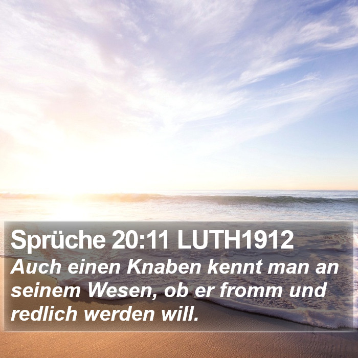 Sprüche 20:11 LUTH1912 Bible Study