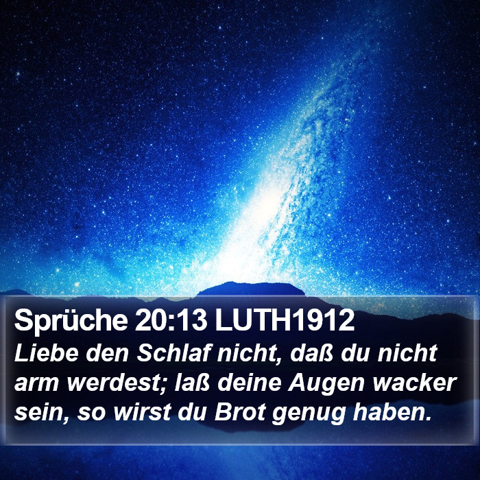 Sprüche 20:13 LUTH1912 Bible Study