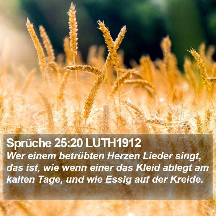 Sprüche 25:20 LUTH1912 Bible Study