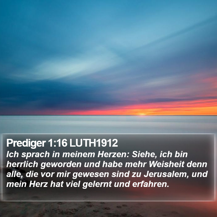 Prediger 1:16 LUTH1912 Bible Study