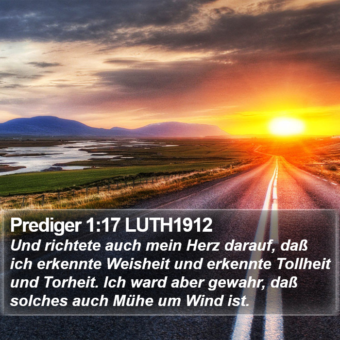 Prediger 1:17 LUTH1912 Bible Study