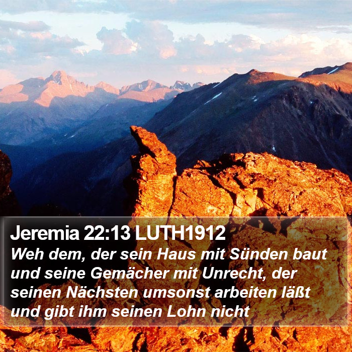 Jeremia 22:13 LUTH1912 Bible Study