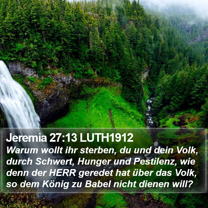 Jeremia 27:13 LUTH1912 Bible Study