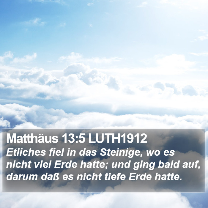 Matthäus 13:5 LUTH1912 Bible Study