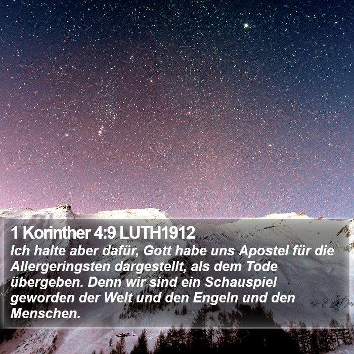 1 Korinther 4:9 LUTH1912 Bible Study