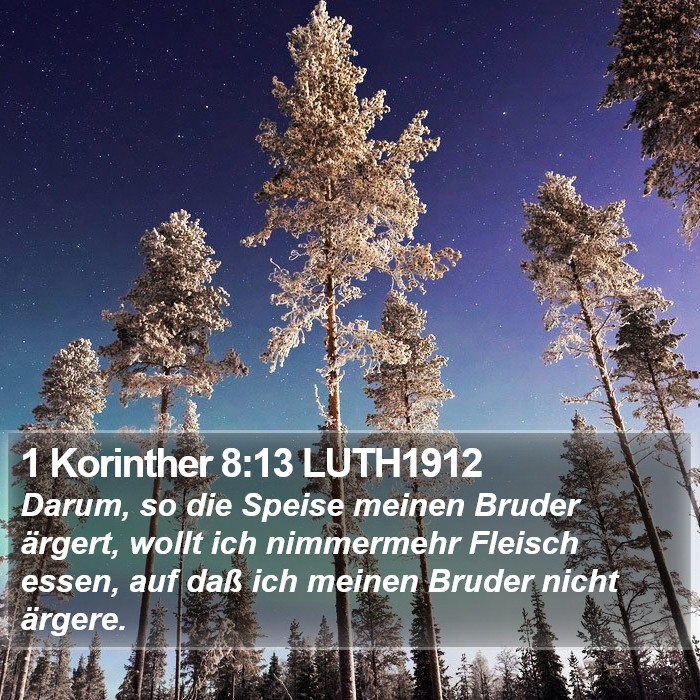 1 Korinther 8:13 LUTH1912 Bible Study