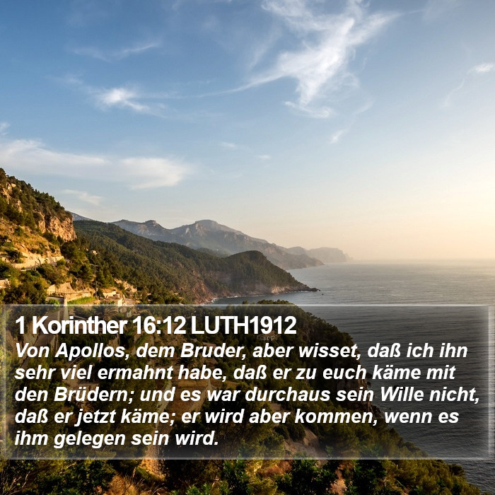 1 Korinther 16:12 LUTH1912 Bible Study