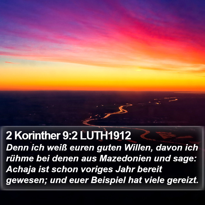 2 Korinther 9:2 LUTH1912 Bible Study