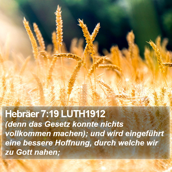 Hebräer 7:19 LUTH1912 Bible Study