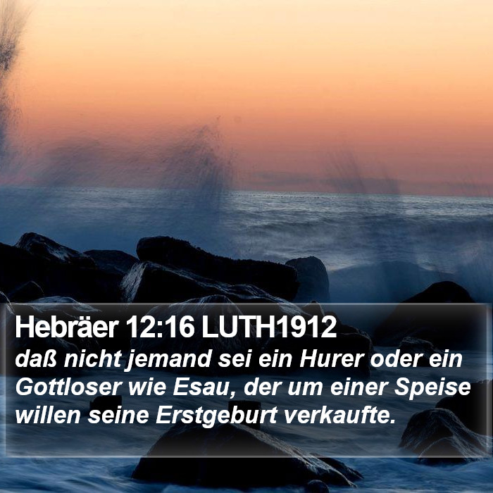 Hebräer 12:16 LUTH1912 Bible Study