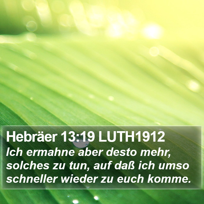 Hebräer 13:19 LUTH1912 Bible Study